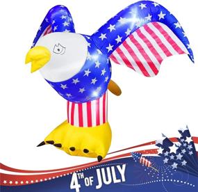 img 2 attached to 🦅 6ft Tall Patriotic Independence Day 4th of July Inflatable Eagle with LED Lights - Indoor/Outdoor Holiday Art Decorations