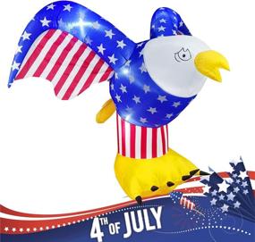 img 1 attached to 🦅 6ft Tall Patriotic Independence Day 4th of July Inflatable Eagle with LED Lights - Indoor/Outdoor Holiday Art Decorations