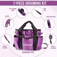 🐴 discover the versatile lohkko 7-piece horse grooming kit - perfect tote bag organizer with various brushes, hoof pick, and sweat scraper. ideal for horse riders of all levels - beginners to advanced. (burgandy) логотип