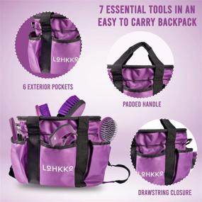 img 2 attached to 🐴 Discover the Versatile Lohkko 7-Piece Horse Grooming Kit - Perfect Tote Bag Organizer with Various Brushes, Hoof Pick, and Sweat Scraper. Ideal for Horse Riders of all Levels - Beginners to Advanced. (Burgandy)