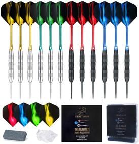 img 4 attached to Centaur 12 Pack Steel Tip Darts: Professional 22g Metal Dart Set with Aluminum Shafts, PET Flights, and Dart Case - Silver & Black