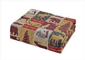 img 3 attached to Rustic Cabin Lodge Bedding Set: Wildlife Patchwork Quilt Stitched Coverlet with Tribal Patterns & Western Theme - Full/Queen Size