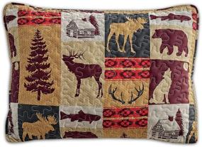 img 2 attached to Rustic Cabin Lodge Bedding Set: Wildlife Patchwork Quilt Stitched Coverlet with Tribal Patterns & Western Theme - Full/Queen Size