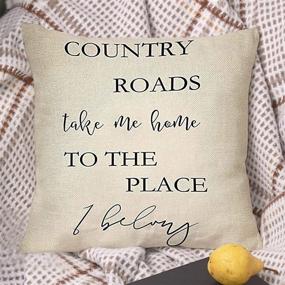 img 1 attached to Country Roads Take Me Home Decorative Throw Pillow Cover - Vintage Quote Rustic Farmhouse Decor 🏡 - Seasonal Housewarming Gift - Cushion Case for Sofa Couch Decor - 18 x 18 inches Cotton Linen