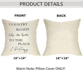 img 3 attached to Country Roads Take Me Home Decorative Throw Pillow Cover - Vintage Quote Rustic Farmhouse Decor 🏡 - Seasonal Housewarming Gift - Cushion Case for Sofa Couch Decor - 18 x 18 inches Cotton Linen