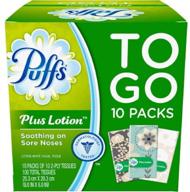 🧳 puffs plus lotion travel-size pocket facial tissues (10 to go packs, 10 tissues per pack) logo