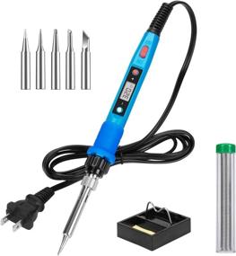 img 4 attached to 🔥 Soldering Iron Kit 80W 110V LCD Digital with Ceramic Heater - Portable Soldering Kit for Metal, Jewelry & DIY - Includes 5pcs Tips, Stand, Solder Tube & Sponge