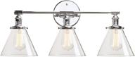 permo vintage industrial antique three-light wall sconces with funnel flared clear glass shade (chrome) логотип