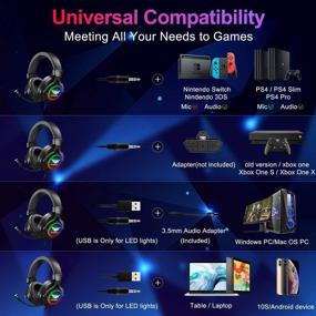 img 1 attached to Nivava K11 Gaming Headset - Noise Canceling PS4 Headset with Surround Sound, Over-Ear Gaming Headphones for PC PS5 Nintendo Switch Mac Laptop - Black (RGB Light & Soft Earmuff)