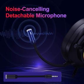 img 2 attached to Nivava K11 Gaming Headset - Noise Canceling PS4 Headset with Surround Sound, Over-Ear Gaming Headphones for PC PS5 Nintendo Switch Mac Laptop - Black (RGB Light & Soft Earmuff)