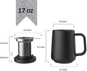 img 3 attached to ☕️ Tea Te Ching Ceramic Tea Infuser Cup: Beautiful Large Handle Coffee Mug, 16 oz, Microwave & Dishwasher Safe Brewer Cup - With Lid, Gift Box - Black