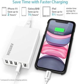 img 2 attached to 🔌 Arteck 40W 5-Port 8A High Speed Smart USB Charger for iPhone, iPad, Samsung & More!