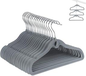 img 4 attached to 👶 30Pcs Non Slip Velvet Baby Hangers - Space-Saving Cascading Hangers with Rotatable feature, in Grey