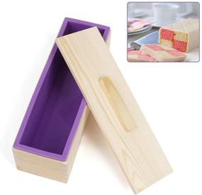 img 2 attached to 9-Piece Silicone Soap Molds Kit with Rectangular Wooden Cutter, Slicer Blade, and Soap Cup - Manufacturing Tool for Handmade Soap DIY and Soap Cake Making