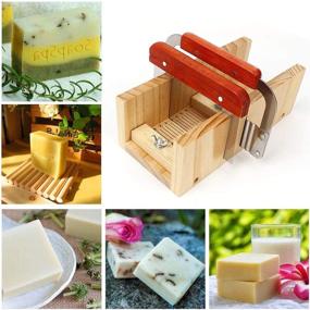 img 3 attached to 9-Piece Silicone Soap Molds Kit with Rectangular Wooden Cutter, Slicer Blade, and Soap Cup - Manufacturing Tool for Handmade Soap DIY and Soap Cake Making