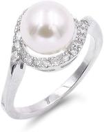 💍 exquisite 8mm ivory pearl ring with aaa cz micro pave - size 5-10 wedding jewelry logo