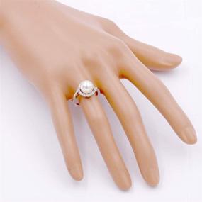img 2 attached to 💍 Exquisite 8mm Ivory Pearl Ring with AAA CZ Micro Pave - Size 5-10 Wedding Jewelry