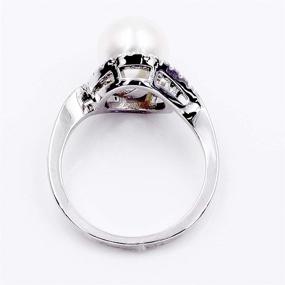 img 1 attached to 💍 Exquisite 8mm Ivory Pearl Ring with AAA CZ Micro Pave - Size 5-10 Wedding Jewelry