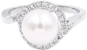img 3 attached to 💍 Exquisite 8mm Ivory Pearl Ring with AAA CZ Micro Pave - Size 5-10 Wedding Jewelry