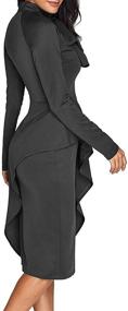 img 1 attached to CILKOO Womens Tie Neck Peplum Waist Long 👗 Sleeve Bodycon Business Dress: Stylish and Comfortable in Sizes S-XXL