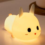 cute bunny night light for kids: rechargeable led lamp with timing function, waterdrop design, perfect nursery light for boys and girls логотип