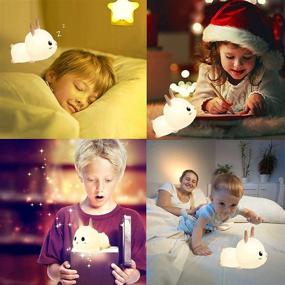 img 3 attached to Cute Bunny Night Light for Kids: Rechargeable LED Lamp with Timing Function, Waterdrop Design, Perfect Nursery Light for Boys and Girls