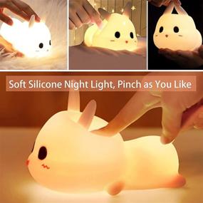 img 2 attached to Cute Bunny Night Light for Kids: Rechargeable LED Lamp with Timing Function, Waterdrop Design, Perfect Nursery Light for Boys and Girls