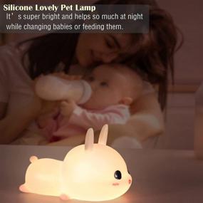 img 1 attached to Cute Bunny Night Light for Kids: Rechargeable LED Lamp with Timing Function, Waterdrop Design, Perfect Nursery Light for Boys and Girls