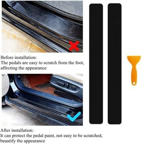 img 1 attached to Набор защитных накладок для порогов автомобиля из углеродного волокна, 4 штуки, противоударные наклейки-бампер, аксессуары для салона, предотвращающие царапины на порогах и дверях (черные, 4D)