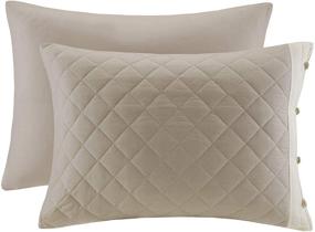 img 2 attached to 🛏️ Stylish and Luxurious Madison Park 4 Piece Cotton Reversible Trailored Set Coverlet Bedding - Queen Size, Breanna Design - Diamond Quilted Khaki - 60"x80+24D