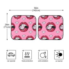 img 1 attached to 💎 Sparkling Brilliant Diamond Pink Car Seat Covers & Sun Shade Set - Red Lip Design - Universal Fit - Protector for Auto Truck SUV Vehicle - Women Lady - 2 Front Covers