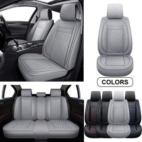 img 4 attached to LUCKYMAN CLUB P02-U1 Faux Leather Car Seat Covers Full Set