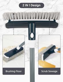 img 3 attached to MEXERRIS Long Handle Floor Scrub Brush - Stiff Carpet Deck Brush | 2-in-1 Floor Scrubber and Grout Cleaner | Tile, Bathroom, Shower, Sink, Bathtub, and Kitchen Surface Cleaning Brush - Gray