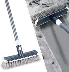 img 4 attached to MEXERRIS Long Handle Floor Scrub Brush - Stiff Carpet Deck Brush | 2-in-1 Floor Scrubber and Grout Cleaner | Tile, Bathroom, Shower, Sink, Bathtub, and Kitchen Surface Cleaning Brush - Gray