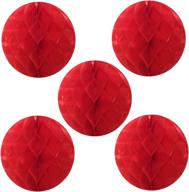 🎉 pack of 5 red 6-inch honeycomb tissue ball party decorations for weddings, birthdays, baby showers, and nursery décor by wrapables логотип