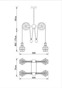 img 3 attached to 🔧 Adjustable Industrial Vintage Rustic Chandelier - Four-Light Pulley Pendant Light, Farmhouse Ceiling Lights Fixture for Dining Room, Living Room or Foyer