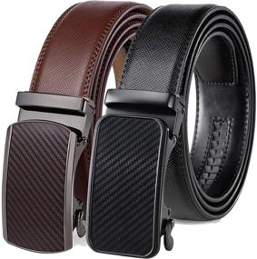 img 4 attached to 👔 Men's Accessories: Adjustable Leather Ratchet Click Buckle