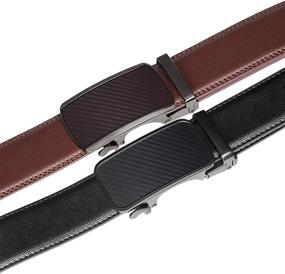 img 2 attached to 👔 Men's Accessories: Adjustable Leather Ratchet Click Buckle