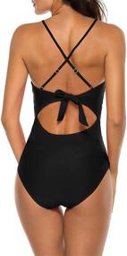 img 2 attached to 👙 MARZXIN Women's Slimming V-Neck Mesh One-Piece Swimsuit Swimwear