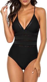 img 4 attached to 👙 MARZXIN Women's Slimming V-Neck Mesh One-Piece Swimsuit Swimwear