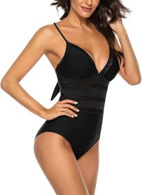 img 1 attached to 👙 MARZXIN Women's Slimming V-Neck Mesh One-Piece Swimsuit Swimwear