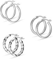 💎 lecalla sterling silver jewelry classic set: italian yellow rose gold-plated twisted diamond-cut hoop earrings - stylish women's teen accessory logo