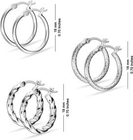 img 1 attached to 💎 LeCalla Sterling Silver Jewelry Classic Set: Italian Yellow Rose Gold-Plated Twisted Diamond-Cut Hoop Earrings - Stylish Women's Teen Accessory