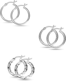 img 2 attached to 💎 LeCalla Sterling Silver Jewelry Classic Set: Italian Yellow Rose Gold-Plated Twisted Diamond-Cut Hoop Earrings - Stylish Women's Teen Accessory