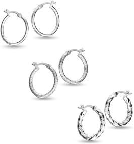 img 3 attached to 💎 LeCalla Sterling Silver Jewelry Classic Set: Italian Yellow Rose Gold-Plated Twisted Diamond-Cut Hoop Earrings - Stylish Women's Teen Accessory