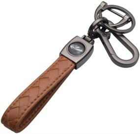 img 2 attached to 🔑 TANGSEN Handmade Brown Leather Keychain: Wrist Strap, Fingerprint Resistant