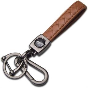 img 3 attached to 🔑 TANGSEN Handmade Brown Leather Keychain: Wrist Strap, Fingerprint Resistant