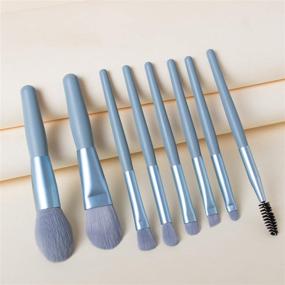 img 2 attached to 8 Piece Small Makeup Brush Set - Professional Cosmetics Tools for Face Powder, Foundation, Blush, and Eyeshadow - Travel Size (Blue)