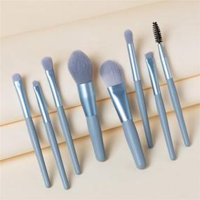 img 1 attached to 8 Piece Small Makeup Brush Set - Professional Cosmetics Tools for Face Powder, Foundation, Blush, and Eyeshadow - Travel Size (Blue)