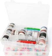 📦 uhouse 2-pack clear plastic organizer storage box with adjustable dividers for washi tape, jewelry, crafts, tools - size: 10.4 x 6.8 x 1.1 in (clear) logo